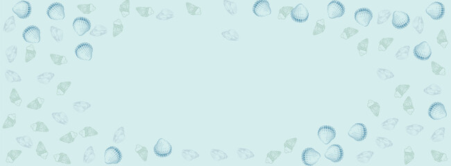 Blue Shellfish Background Gray Vector. Starfish Seamless Wallpaper. Maritime Illustration. Navy Scallop Pretty Texture.