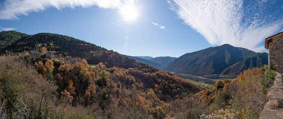 Panoramic photography from the so-called balcony of the Pyrenees in Buesa, Huesca, Spain
