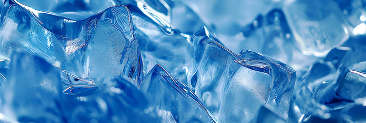 Blue ice background. Pieces of ice on blue background.