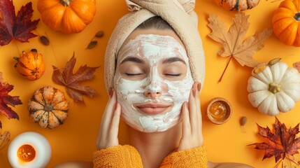 Autumn Skincare Routine with Pumpkin Enzyme Mask - Perfect for Seasonal Marketing and Promotions