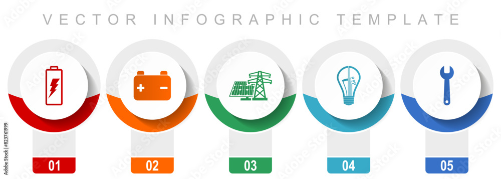 Poster power and energy icon set, miscellaneous vector icons such as battery, solar power, light bulb and t
