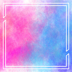 Abstract  paint background. enclosed in white square. Soft pink ,blue color.