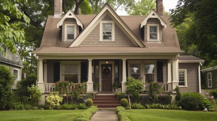 Suburban house with a traditional design, inspired by classic and timeless architecture. generative ai