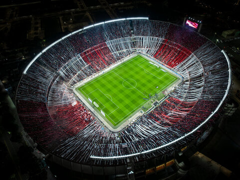 Aerial view of the "River Plate" football team stadium, also known as the Antonio Vespucio Liberti stadium. ("The Monumental")