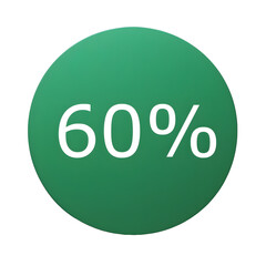 A round green sticker with white text announcing a 60% discount. Perfect for sales and promotions