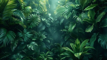 Background Tropical. Amidst the dense foliage, the rainforest pulses with life, leaves dancing in the wind and creatures darting through the underbrush.
