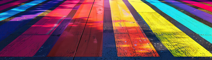 Rainbow Crosswalks: Focus on colorful rainbow crosswalks, highlighting the city's support for LGBTQ+ rights and diversity