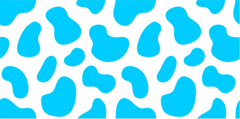 Blue cow seamless pattern. Abstract background with repeated stains on a white background. Milk day. Flat design