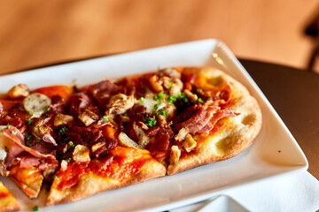 Breakfast Savory Flatbread Plated at Restaurant Table