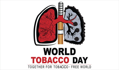 Poster Concept of World No Tobacco Day in 3d and paper cut style and example texts on global and white background.