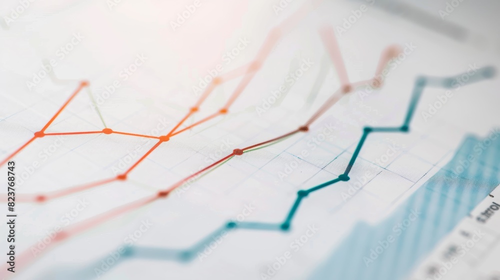 Poster A close-up photo of a graph or chart with upward-trending lines, indicating growth and progress.