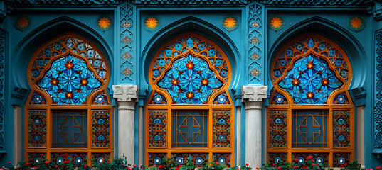A festive setting with Islamic patterns and ornaments for Eid-al-Adha