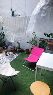 UGC backyard with hanging laundry