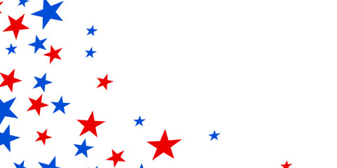 Fototapeta premium 4th of July stardust scatter. American Independence Day stars background. Red blue stars confetti in USA flag colors for Independence Day. Vector EPS10