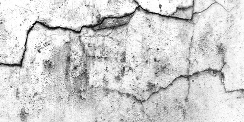 Obraz premium Black and white old concrete wall texture grunge overlay with cracks and scratches decorative vintage vector background.