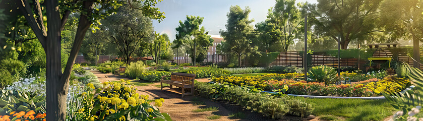 Obraz premium Community Gardens: Focus on community gardens and urban farming initiatives, showcasing the city's commitment to sustainability and green spaces