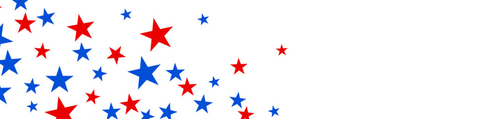 4th of July stardust scatter. American Independence Day stars background. Red blue stars confetti in USA flag colors for Independence Day. Vector EPS10