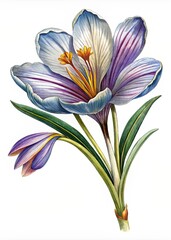 Naklejka premium Crocus flower. Vintage botanical illustration.