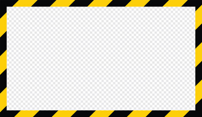 Yellow and black caution tape square frame, warning sign border template.Blank vector illustration warning background. Hazard caution sign tape. Space for text