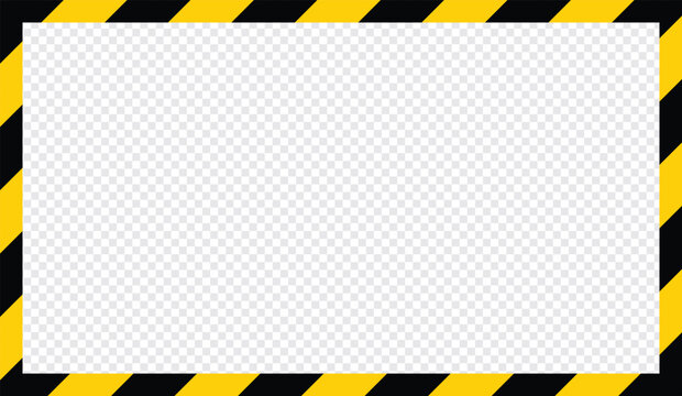 Yellow and black caution tape square frame, warning sign border template.Blank vector illustration warning background. Hazard caution sign tape. Space for text