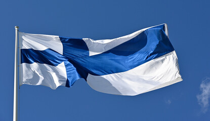 fluttering national flag of Finland