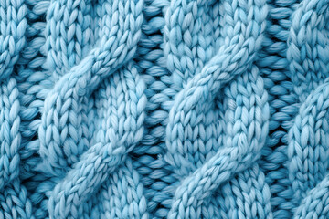 Light blue knitted background. Knitting pattern