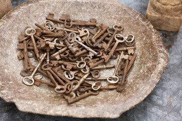 group of antique skeleton keys