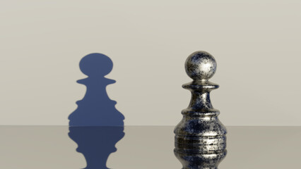 chess pawn pieces with shadow 3D rendering