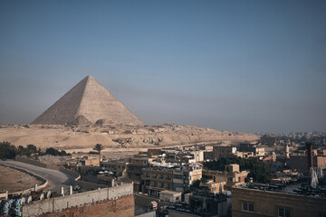 Kheops Pyramid or The Great Pyramid of Giza in the morning. Giza plateau, Cairo, Egypt