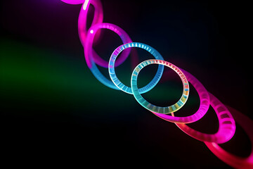 Glowing DNA helix, representing the intersection of technology and biology.