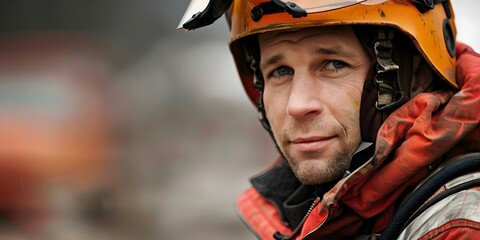 Experienced EMT Paramedic aiding in emergency medical care and extricating trapped individuals. Concept Emergency Medical Care, Extrication Techniques, Trauma Patient Assessment