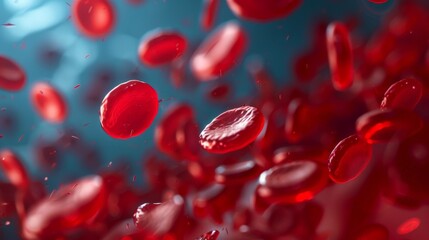 Erythrocytes on the background of venous blood flow, a wave of platelets
