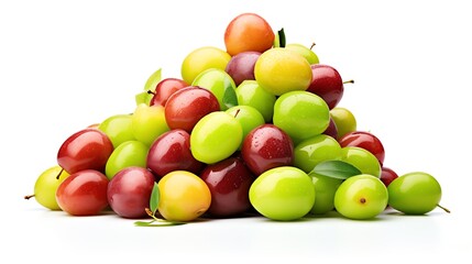 Jujube cluster, focus on individual fruits, organic theme, whimsical, multilayer, pure white background