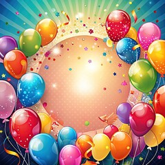 colorful birthday background with balloons
