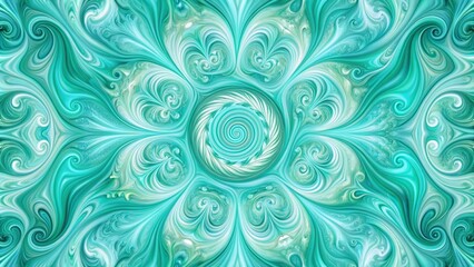 Abstract mint green and seafoam blue swirl design 