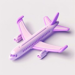 A purple airplane on a white background.