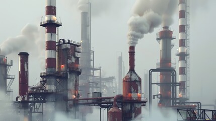 Big factory with smoking pipes