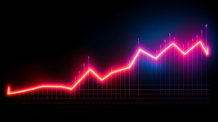 Neon business graph, a fresh approach to business analysis and research, It means to thrive and grow