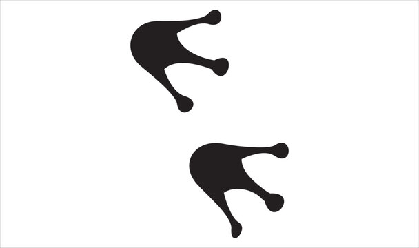 Vector black flat frog foot print isolated on white background