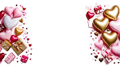 bokeh gold balloons pink day copy romantic arts gifts background space banner valentines foil valentine balloon happy red frame love nubes gift celebration cute card holiday shape present decoration
