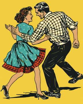 Dancing couple in retro style