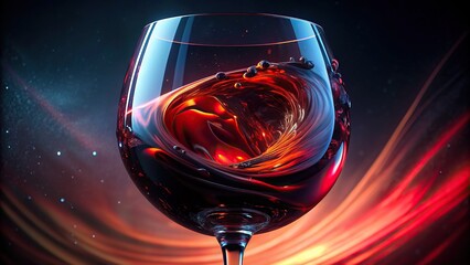 Close-up of red wine swirling in a clear wine glass