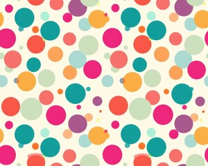 A pattern with colorful polka dots on cream background.