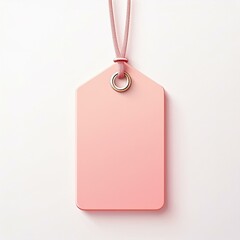 Label blank tag paper texture on a pink background blank price tag isolated