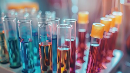 chemistry, science laboratory background. test tubes in a modern laboratory, analytics, medical