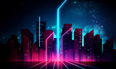 Neon business graph, a fresh approach to business analysis and research, It means to thrive and grow