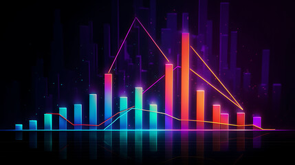 Neon business graph, a fresh approach to business analysis and research, It means to thrive and grow