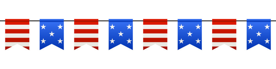 Seamless horizontal border with flags for Independence day holiday design