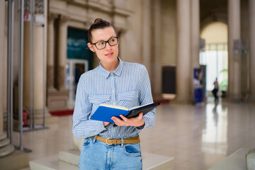 Woman Visiting Art Gallery Lifestyle Concept.