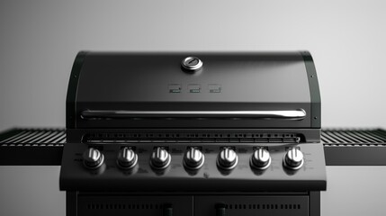 Obraz premium A black grill with a wooden board on top of it